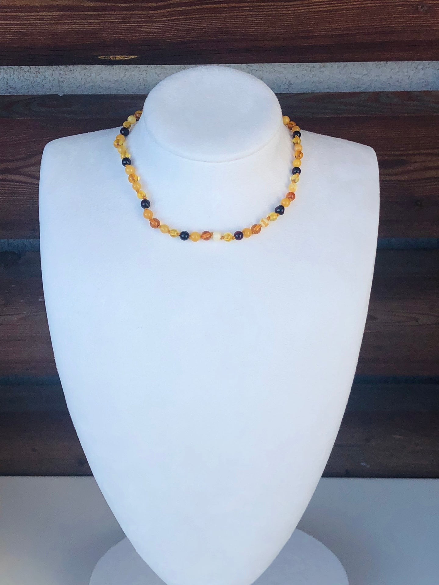 Handmade Baltic Natural Amber Teething Necklace - Multi Colors Round Breads