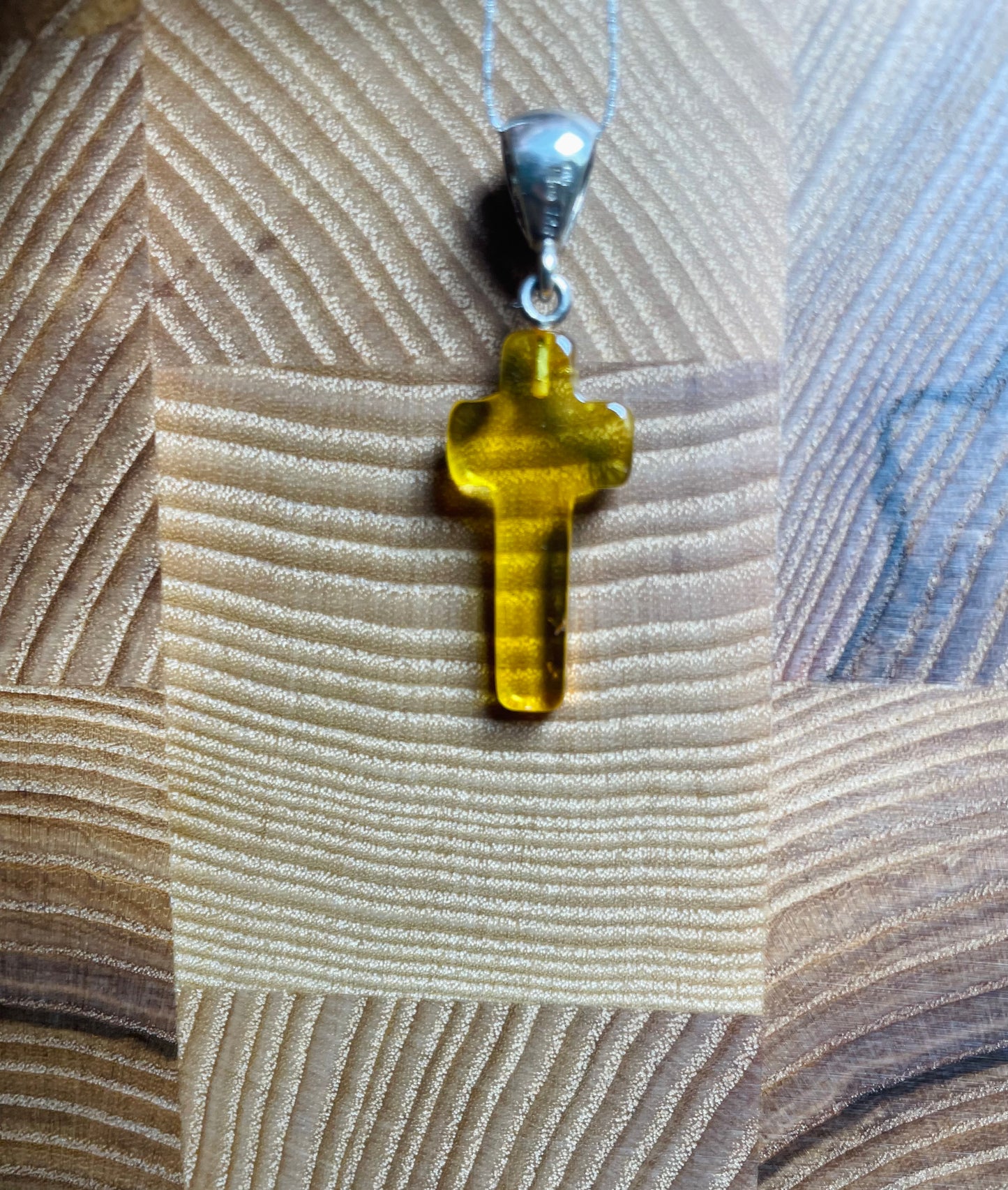 Handmade Baltic Natural Golden Amber Cross Pendant