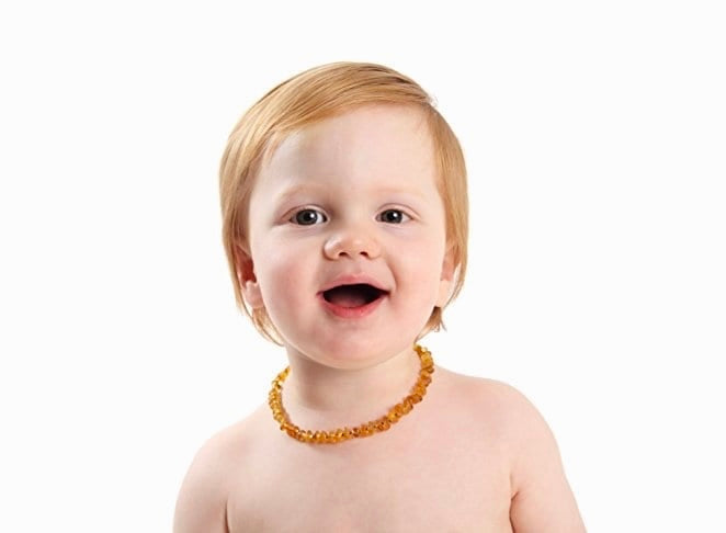 Handmade Baltic Natural Amber Teething Necklace - Multi Colors Round Breads