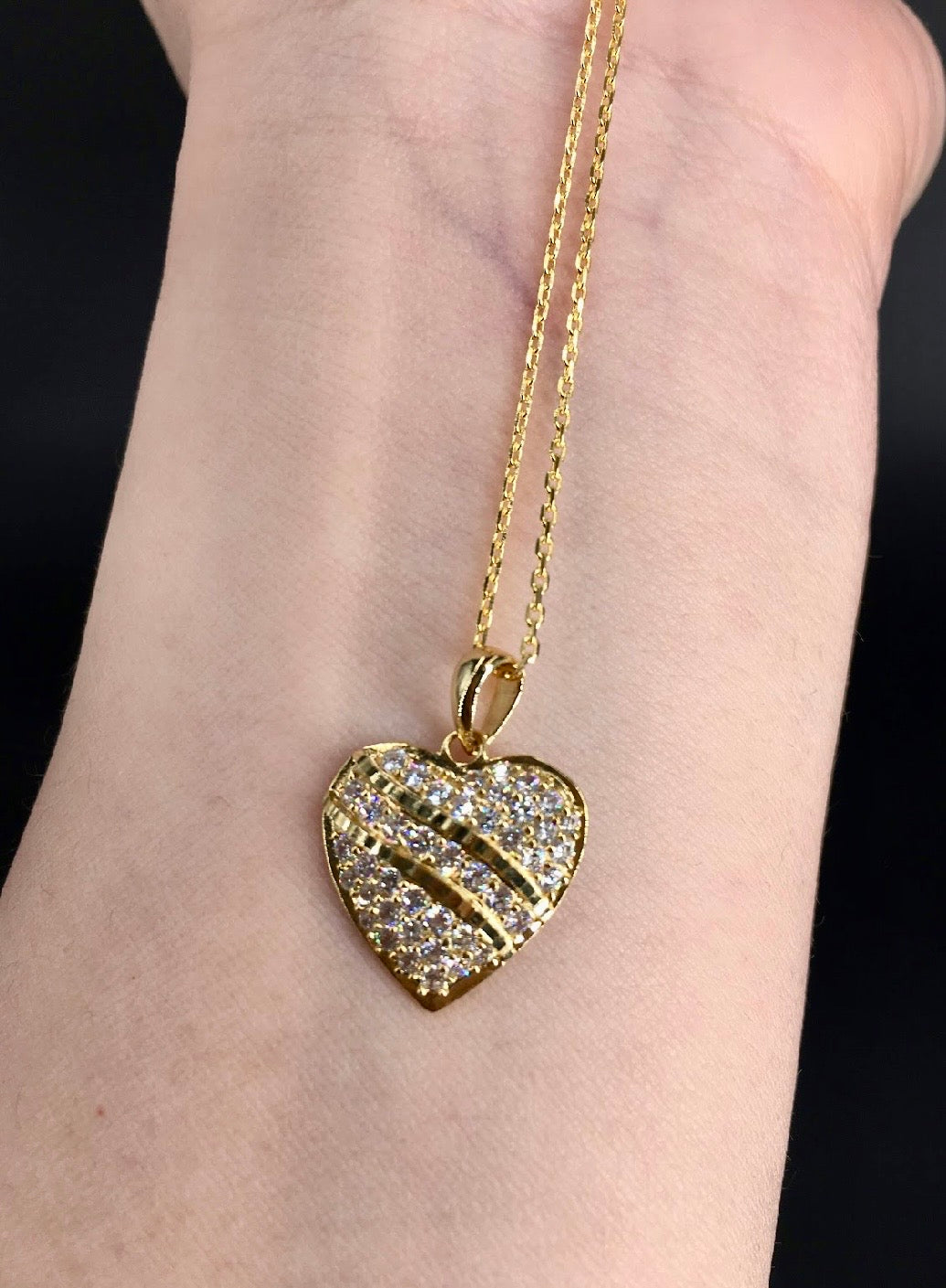 Heart-Shaped Swarovski Crystal 18K Gold Plated 925 Sterling Silver Pendant w/o chain