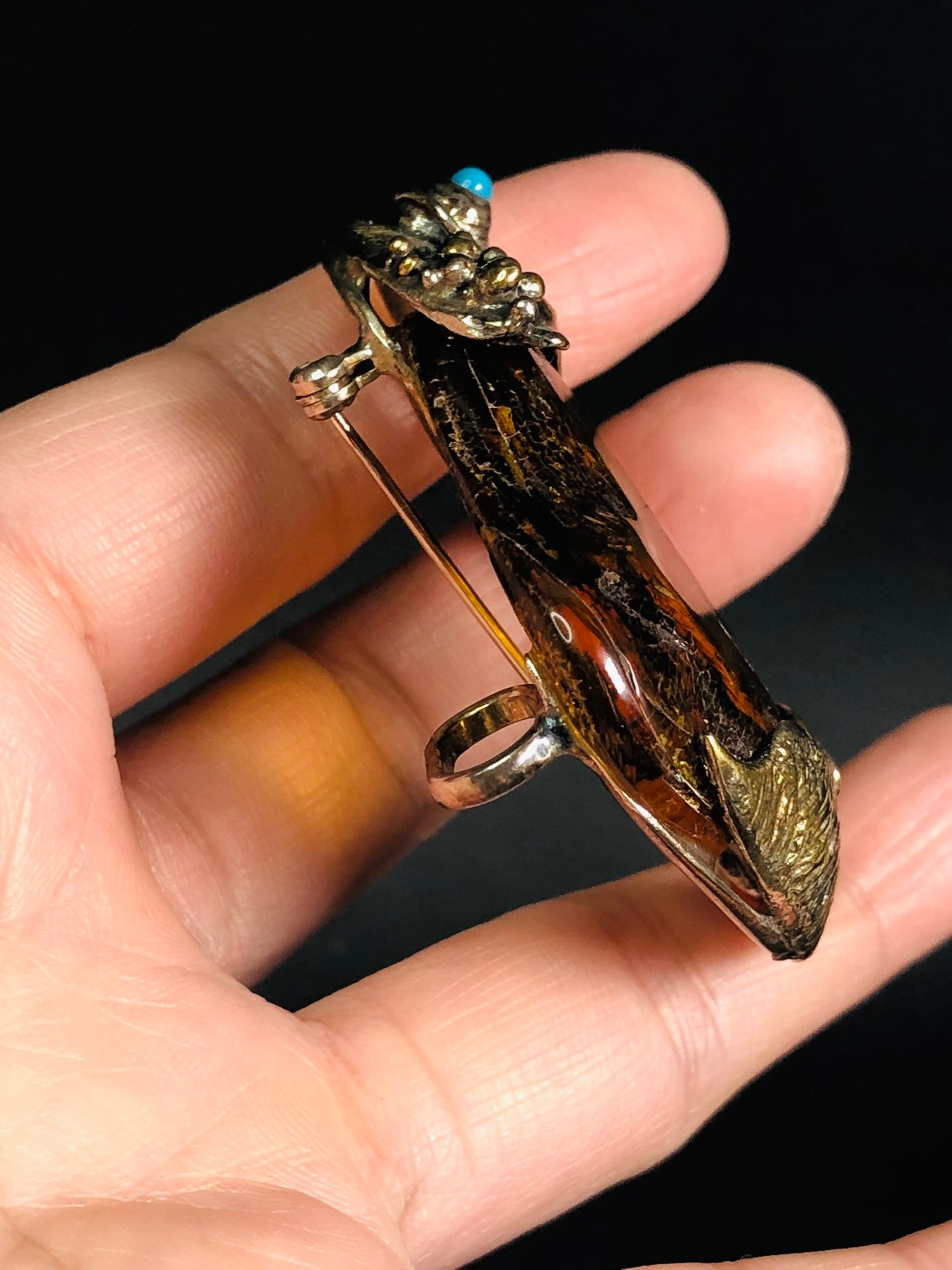 Handmade Genuine Baltic Natural Plant Amber Chameleon (Pendant & Brooch) 🦎without a chain