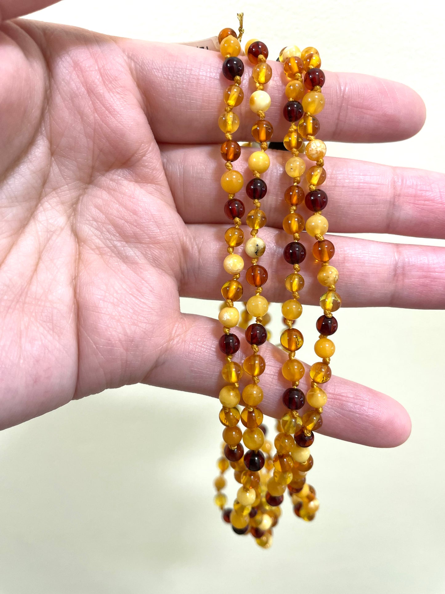 Handmade Baltic Natural Amber Teething Necklace - Multi Colors Round Breads