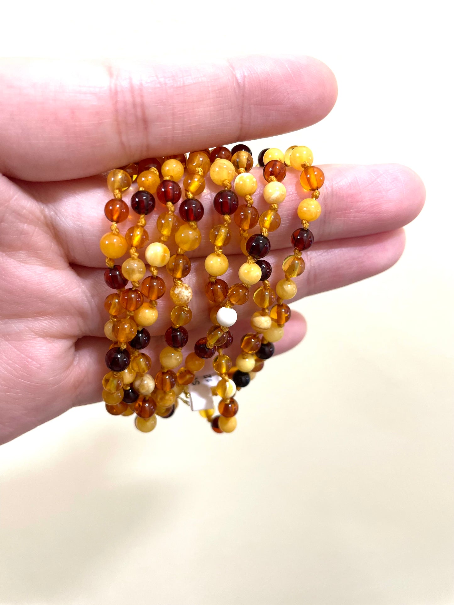 Handmade Baltic Natural Amber Teething Necklace - Multi Colors Round Breads