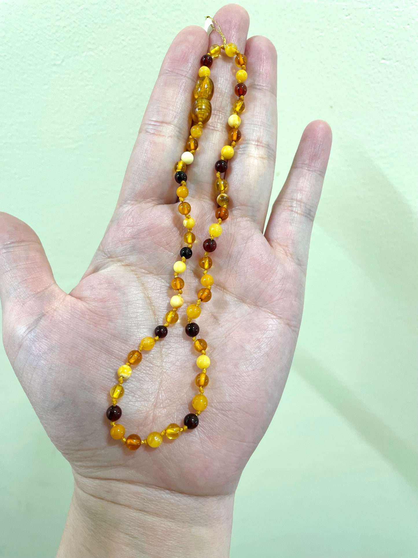 Handmade Baltic Natural Amber Teething Necklace - Multi Colors Round Breads