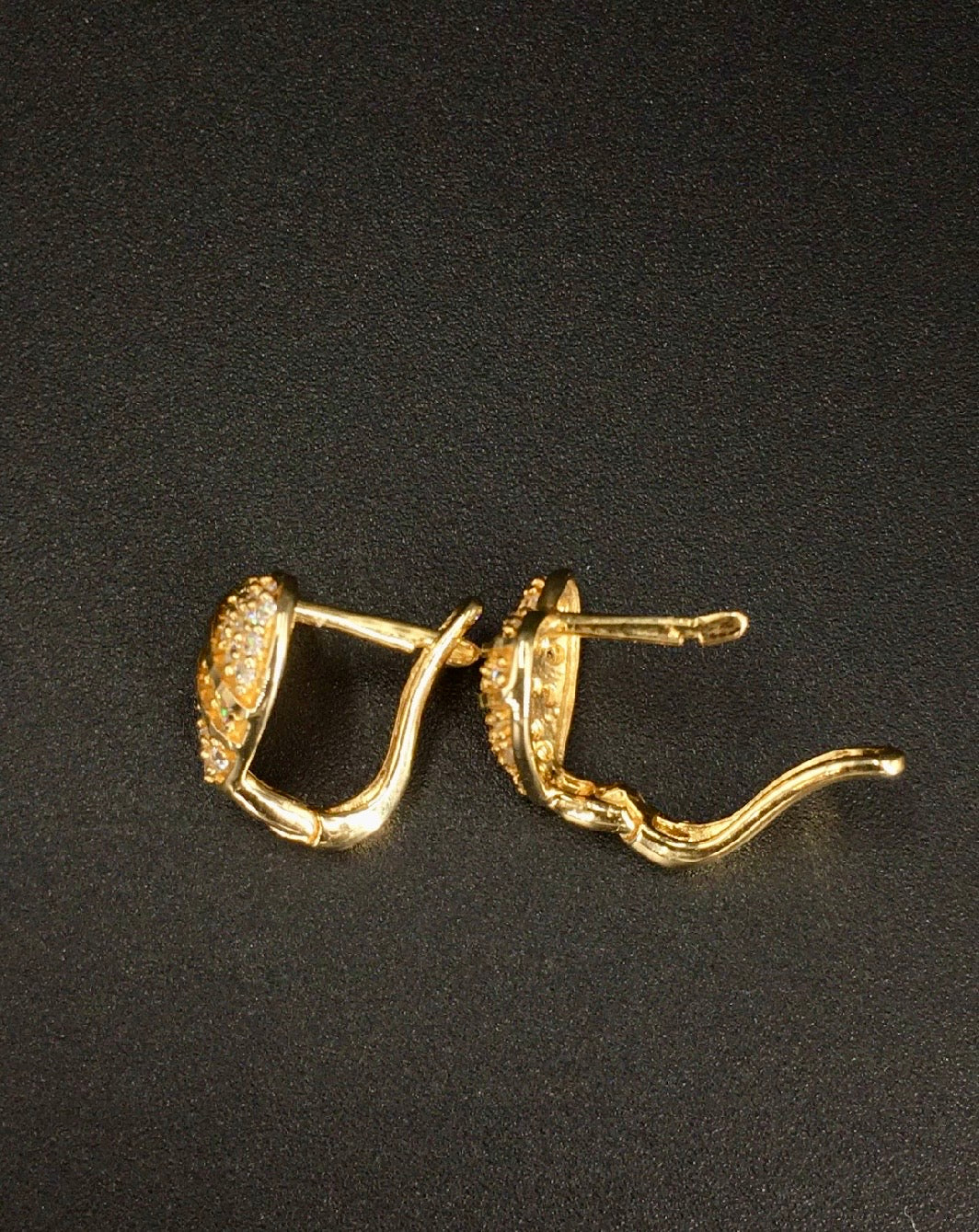 Heart-Shaped Swarovski Crystal 18K Gold Plated 925 Sterling Silver Latch Back Earrings