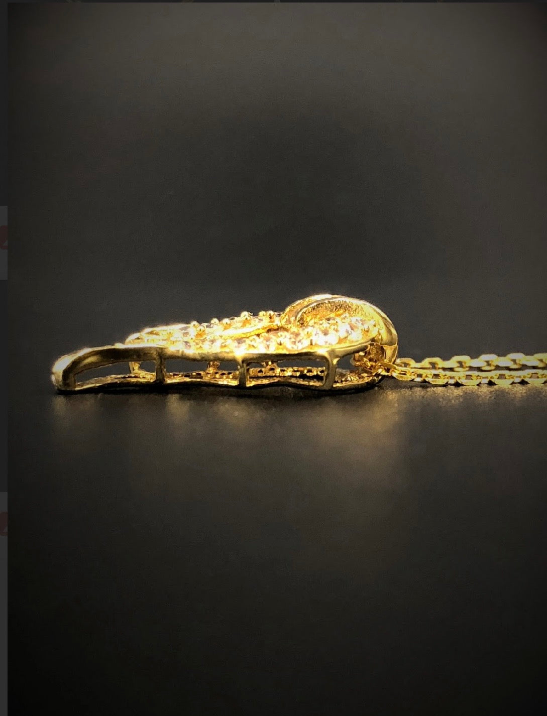 Tulip Bud Shaped Buckle Swarovski Crystal 18K Gold Plated 925 Sterling Silver Drop Pendant w/o chain