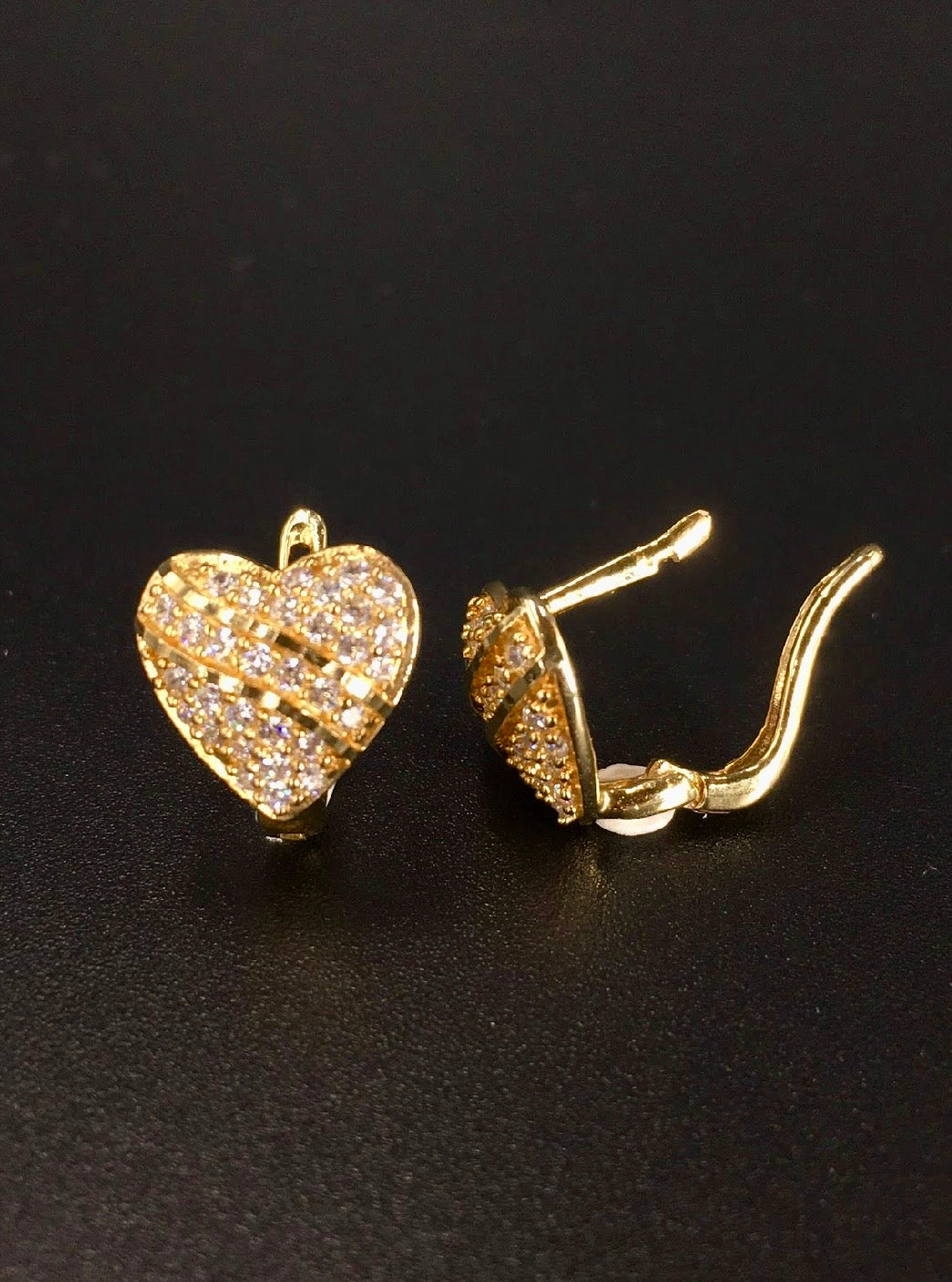 Heart-Shaped Swarovski Crystal 18K Gold Plated 925 Sterling Silver Latch Back Earrings