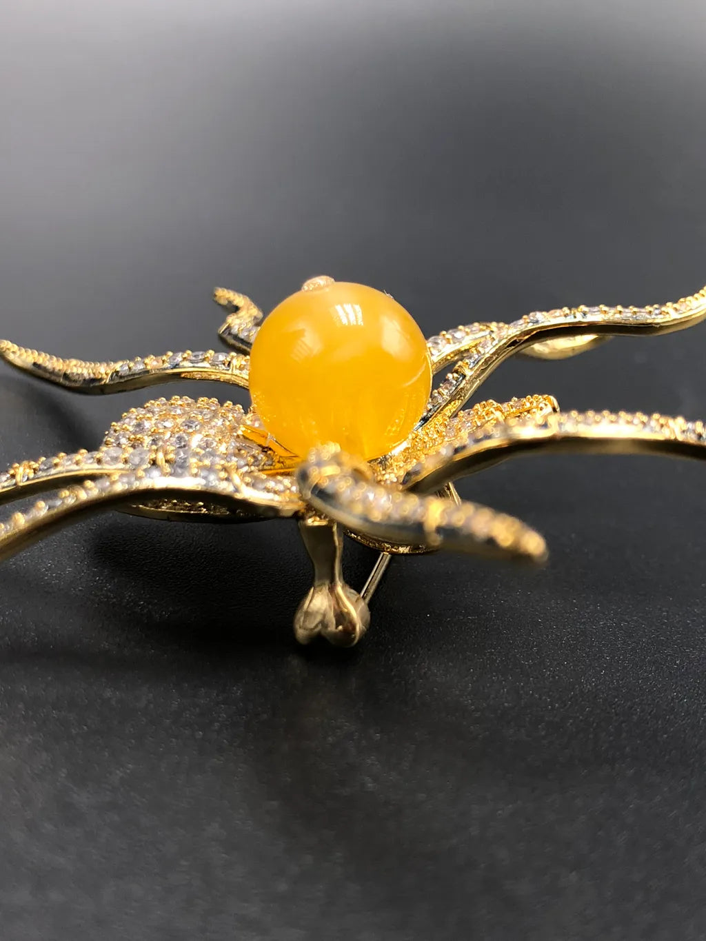 Genuine Baltic Yellow Amber 925 silver Swarovski Crystal Spider 🕷️ Pendant/ Brooch