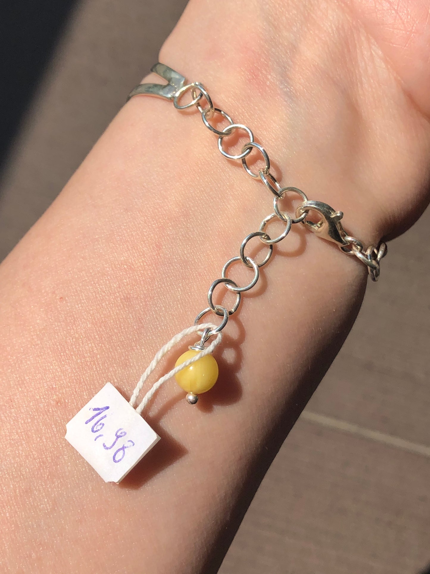 Baltic Natural Amber Oval Cabochon 925 Silver  adjustable Bangle