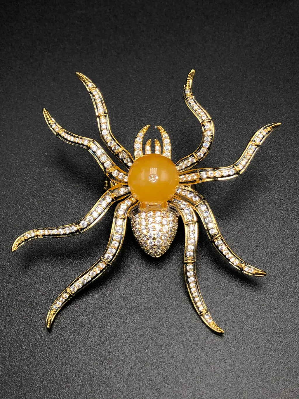 Genuine Baltic Yellow Amber 925 silver Swarovski Crystal Spider 🕷️ Pendant/ Brooch