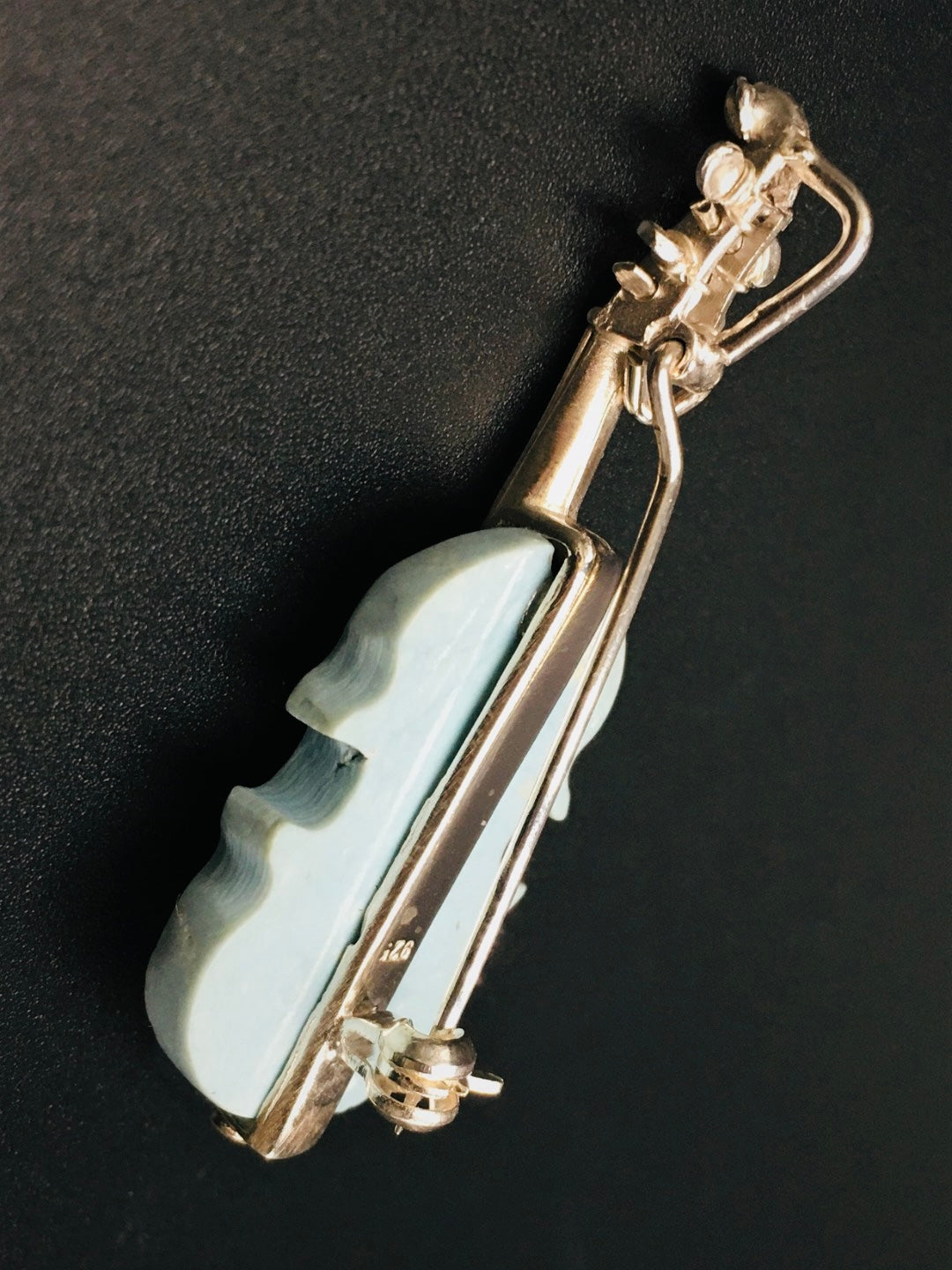 Handmade Pure Iranian Blue Turquoise Violin🎻Brooch/Pendant without a chain
