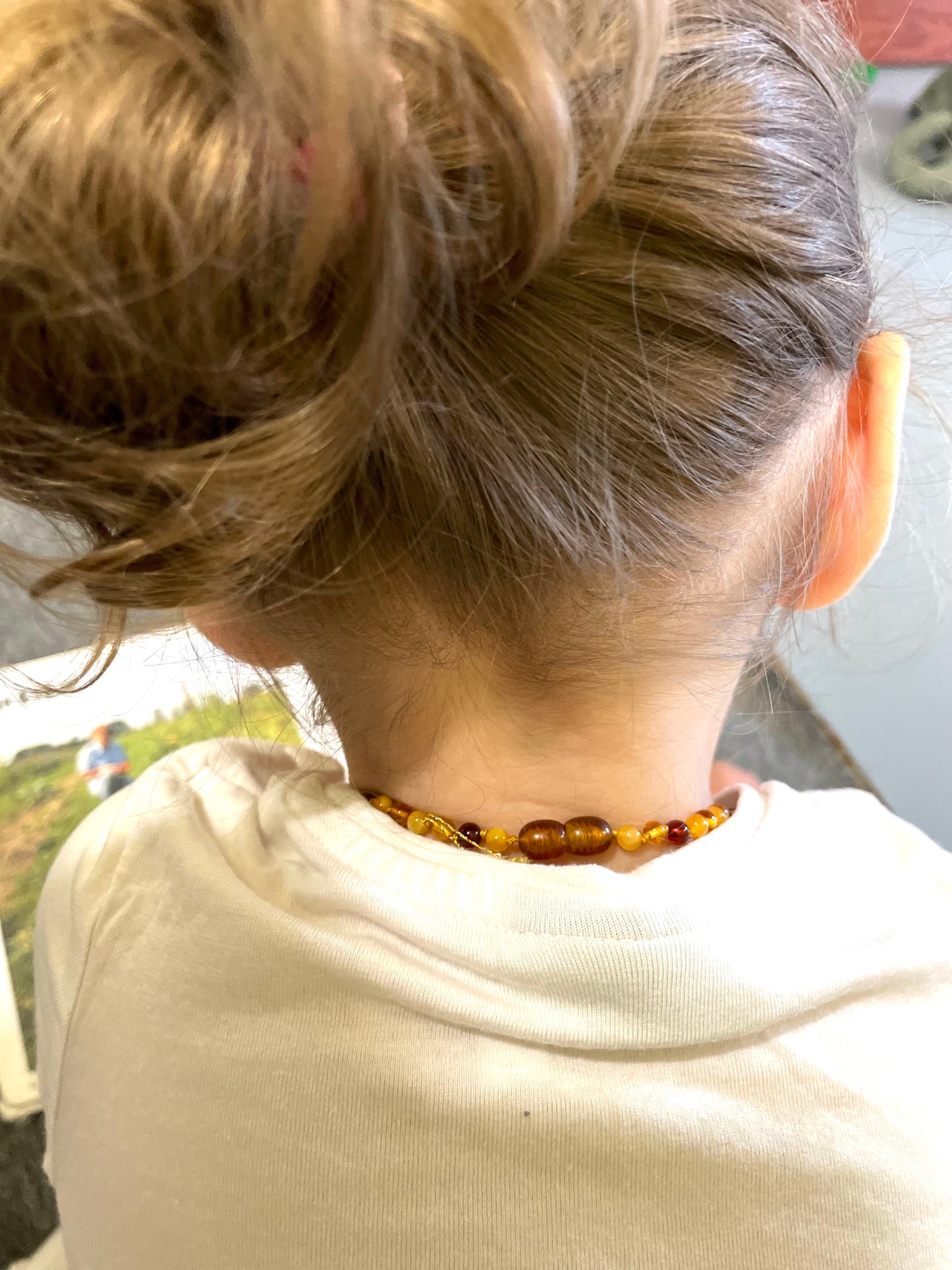 Handmade Baltic Natural Amber Teething Necklace - Multi Colors Round Breads