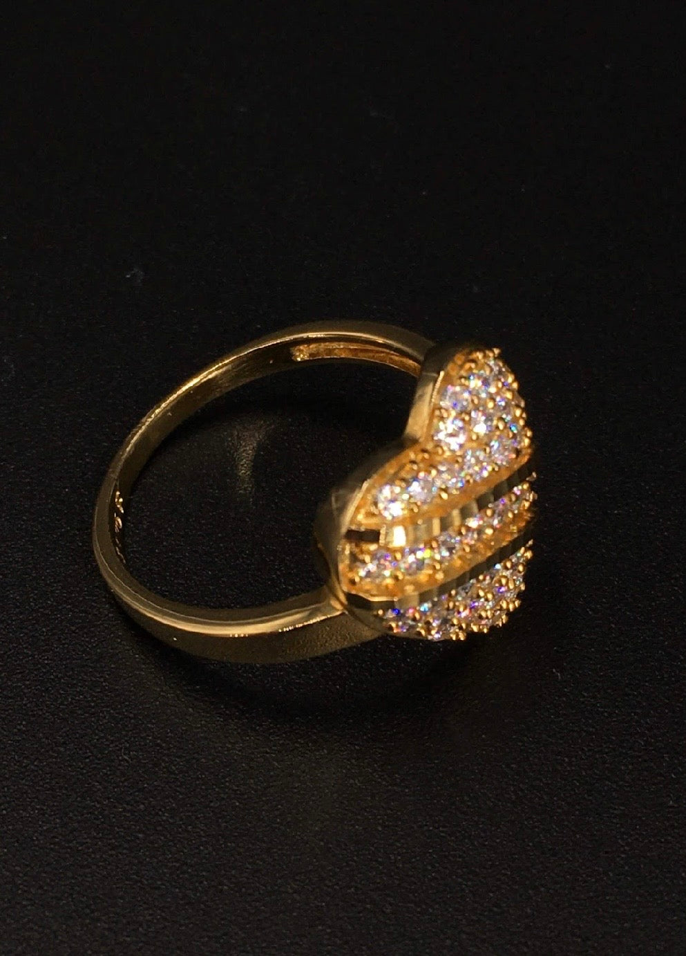 Heart-Shaped Swarovski Crystal 18K Gold Plated 925 Sterling Silver Ring