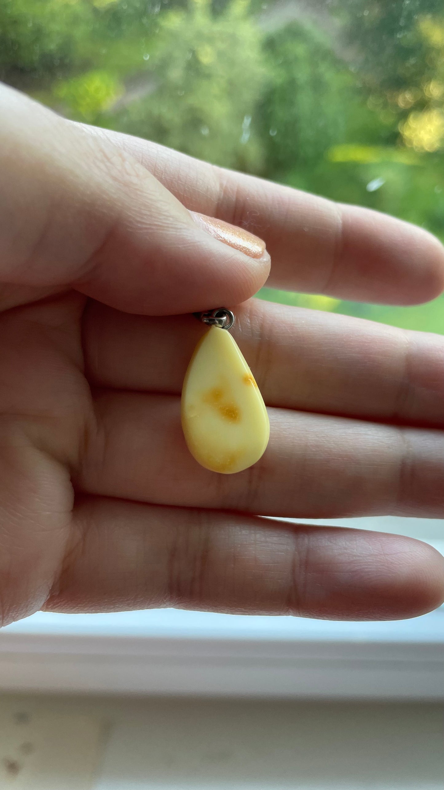 Handmade Fine Baltic Amber Pendant Drop Sterling Silver 925 - Butter Colour (1g)
