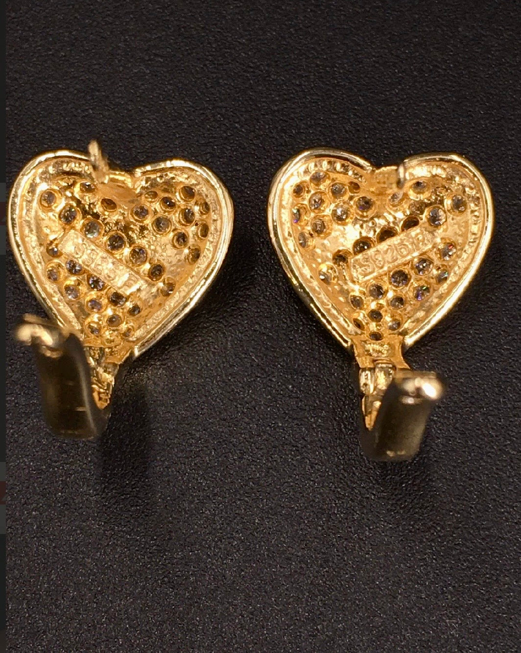 Heart-Shaped Swarovski Crystal 18K Gold Plated 925 Sterling Silver Latch Back Earrings