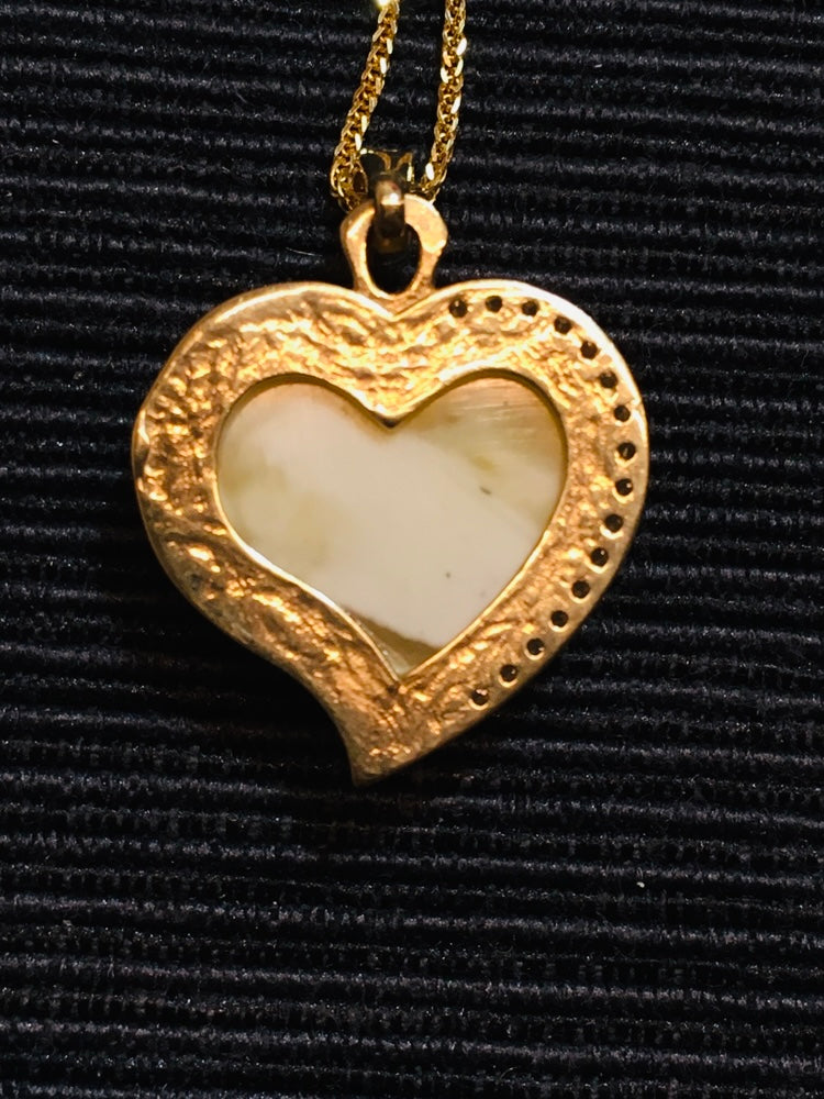 Handmade Genuine Baltic Natural White Amber Heart 💛Pendant without a chain