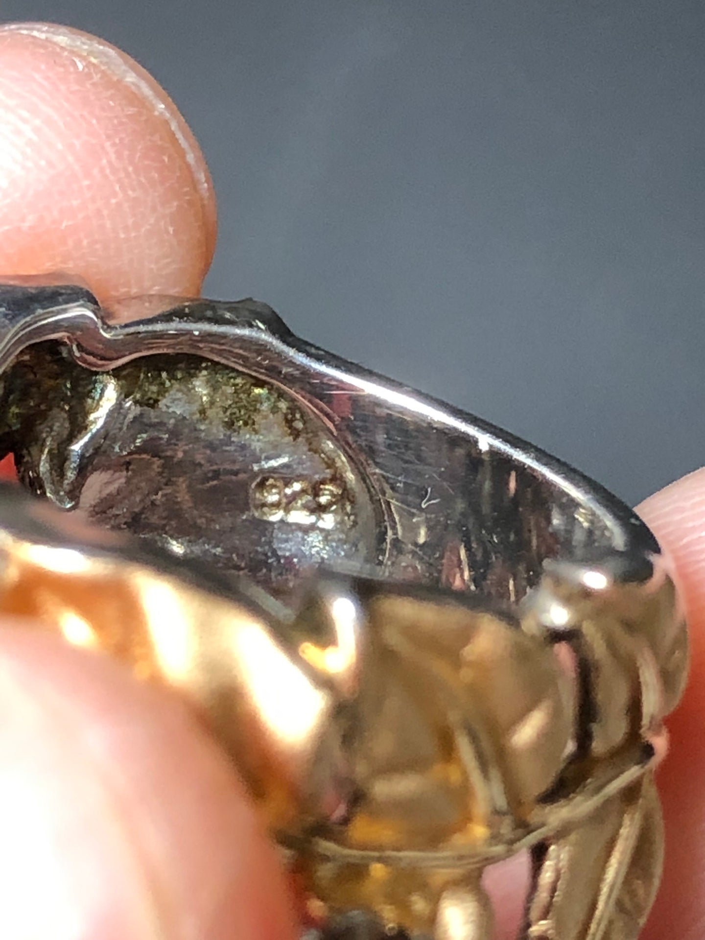 A vintage ring from Europe, made of 925 sterling silver and gilt silver, set with cubic zirconia. It has a very substantial and weighty feel.