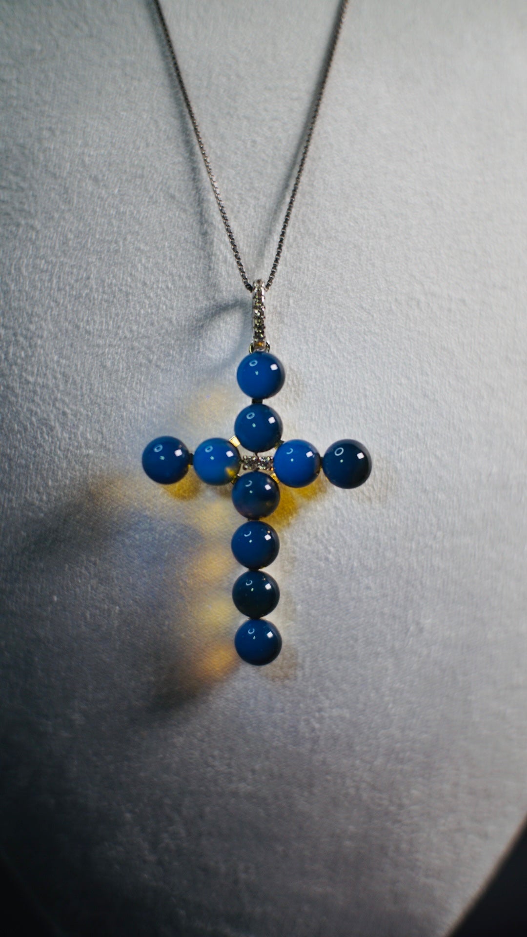 Handmade Genuine Baltic Natural Blue Amber Cross Pendant ✝️with a Chain