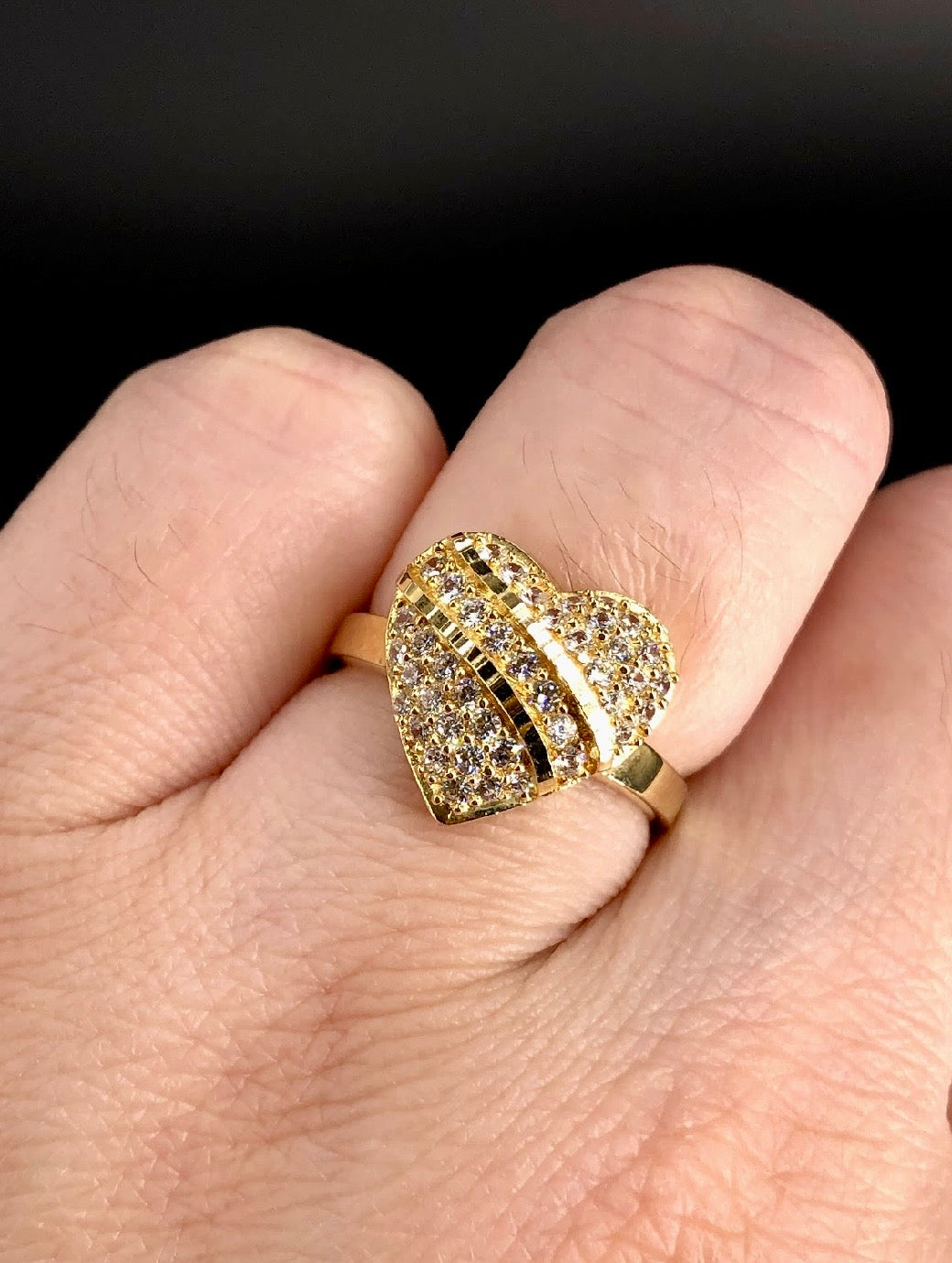 Heart-Shaped Swarovski Crystal 18K Gold Plated 925 Sterling Silver Ring