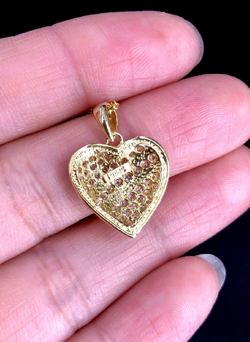 Heart-Shaped Swarovski Crystal 18K Gold Plated 925 Sterling Silver Pendant w/o chain