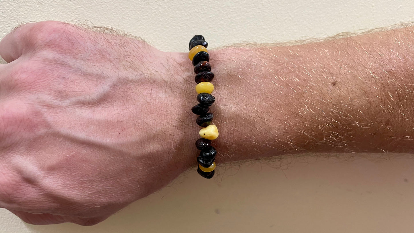 Handmade Genuine Baltic Amber Elastic Bracelet 20-23cm