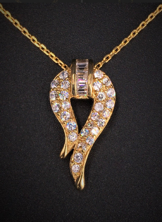 Tulip Bud Shaped Buckle Swarovski Crystal 18K Gold Plated 925 Sterling Silver Drop Pendant w/o chain