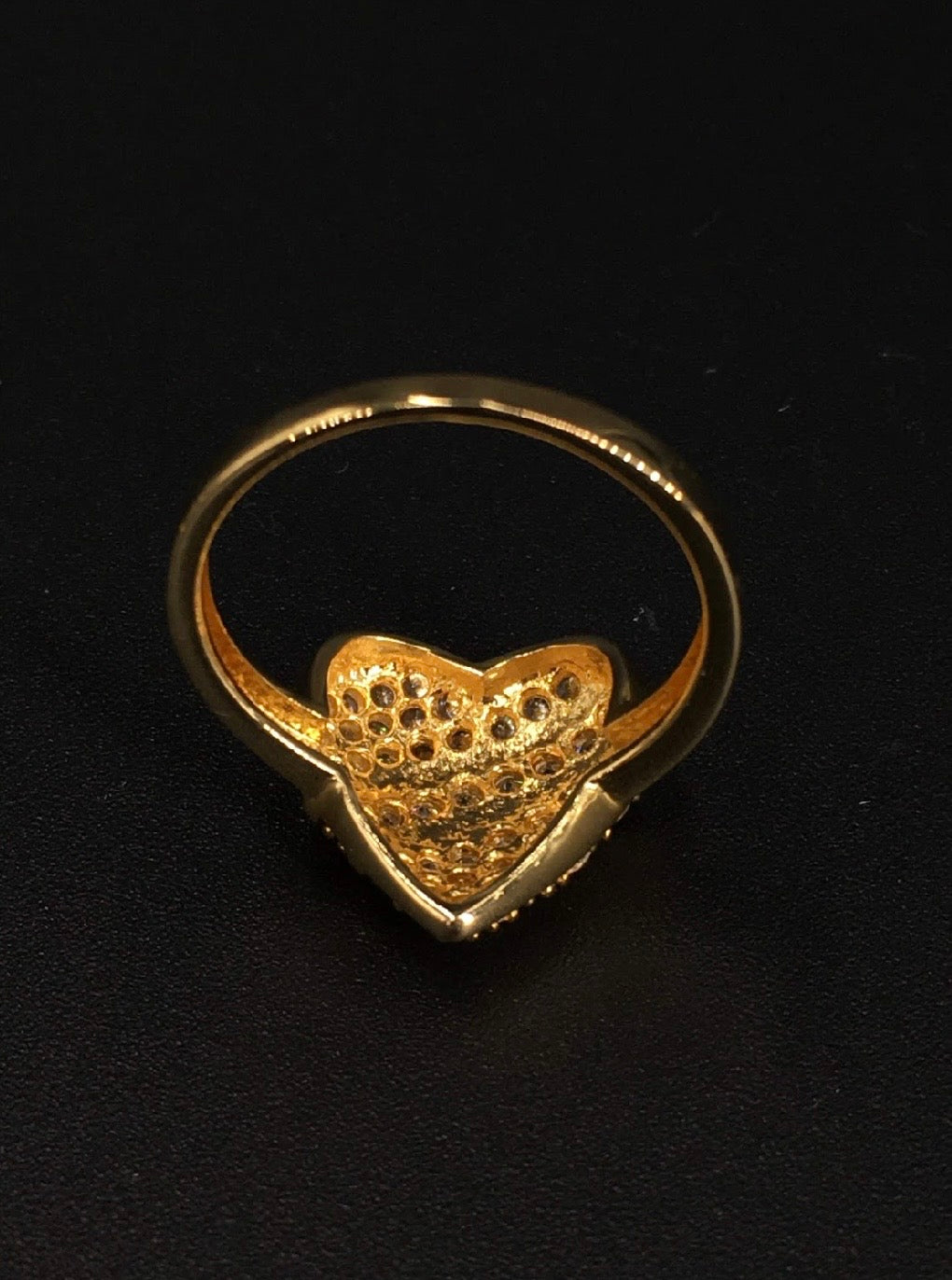 Heart-Shaped Swarovski Crystal 18K Gold Plated 925 Sterling Silver Ring