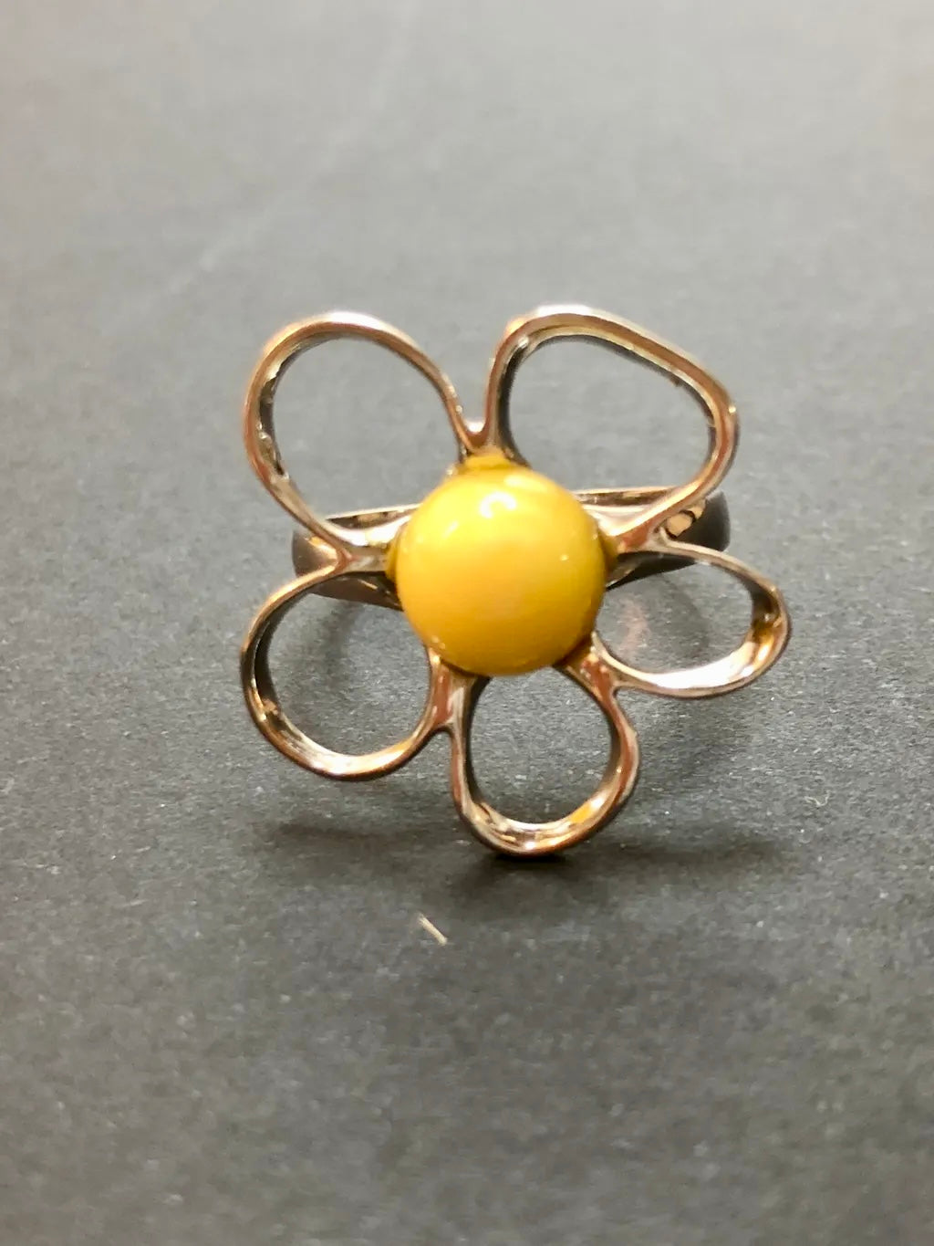 Handmade Baltic Natural Beeswax Amber Apple Blossom 925 Sterling Silver Ring Size 6.5