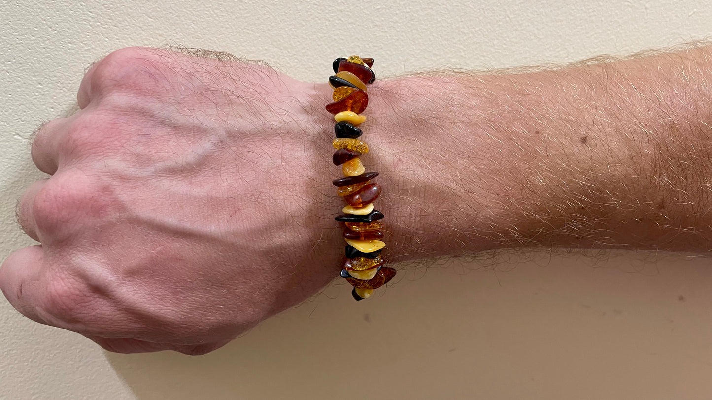Handmade Genuine Baltic Amber Elastic Bracelet 20-23cm