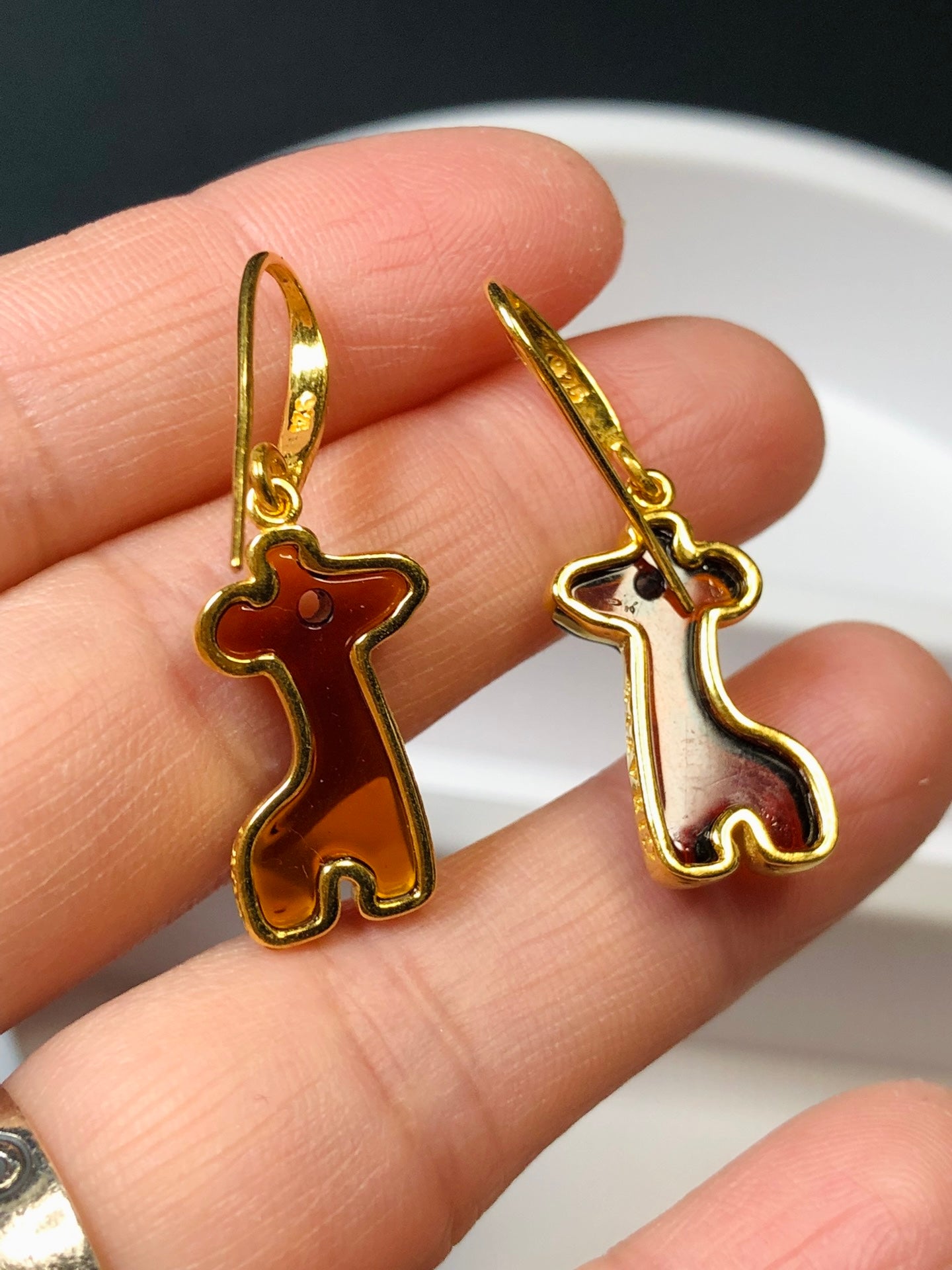 Handmade Genuine Baltic Red Amber Earrings- Giraffe 🦒