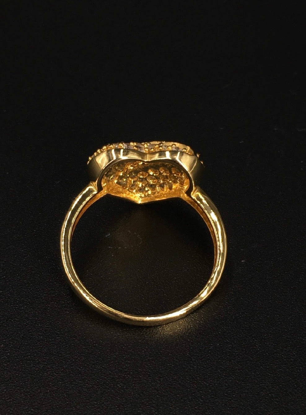 Heart-Shaped Swarovski Crystal 18K Gold Plated 925 Sterling Silver Ring