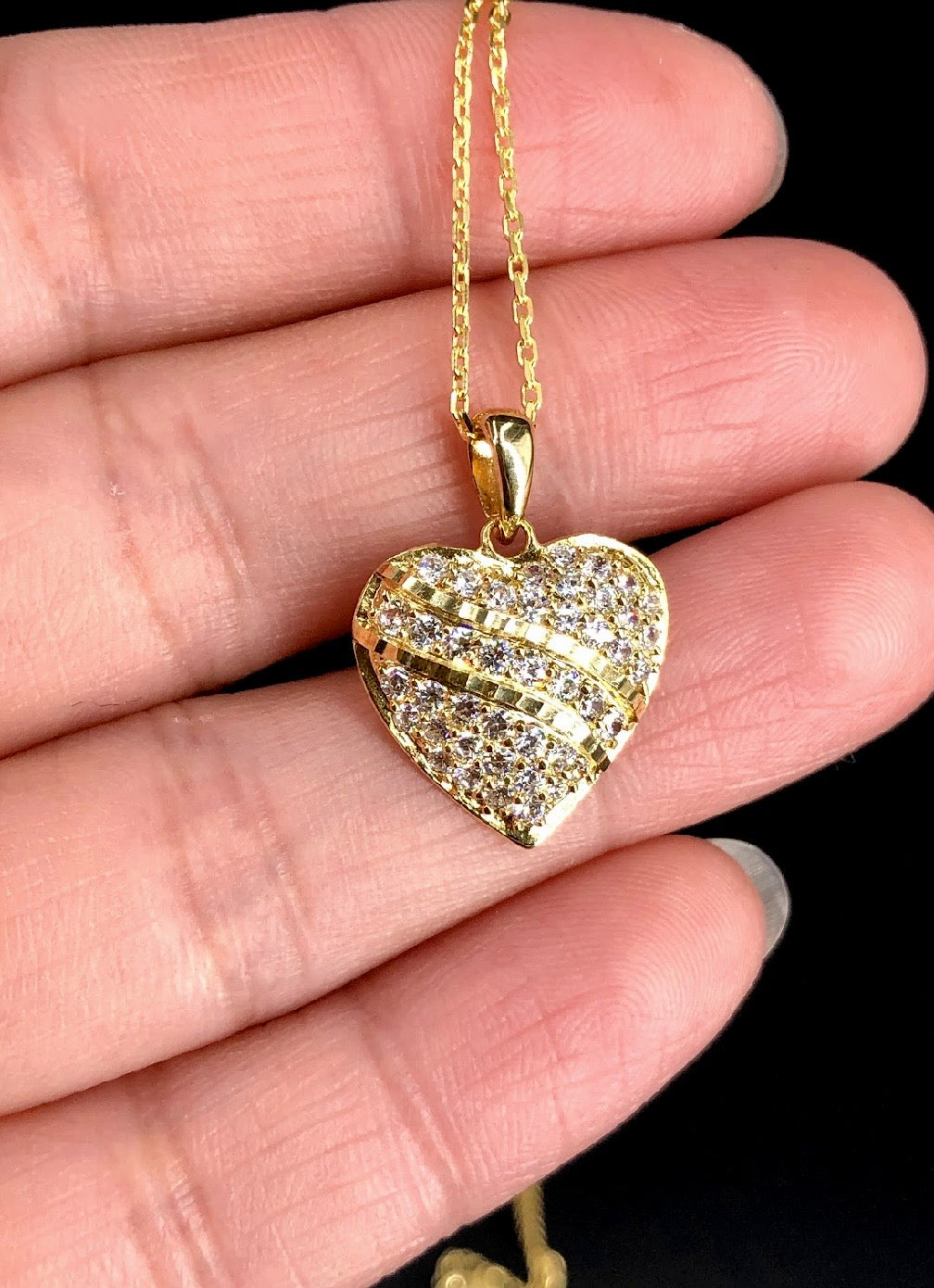 Heart-Shaped Swarovski Crystal 18K Gold Plated 925 Sterling Silver Pendant w/o chain