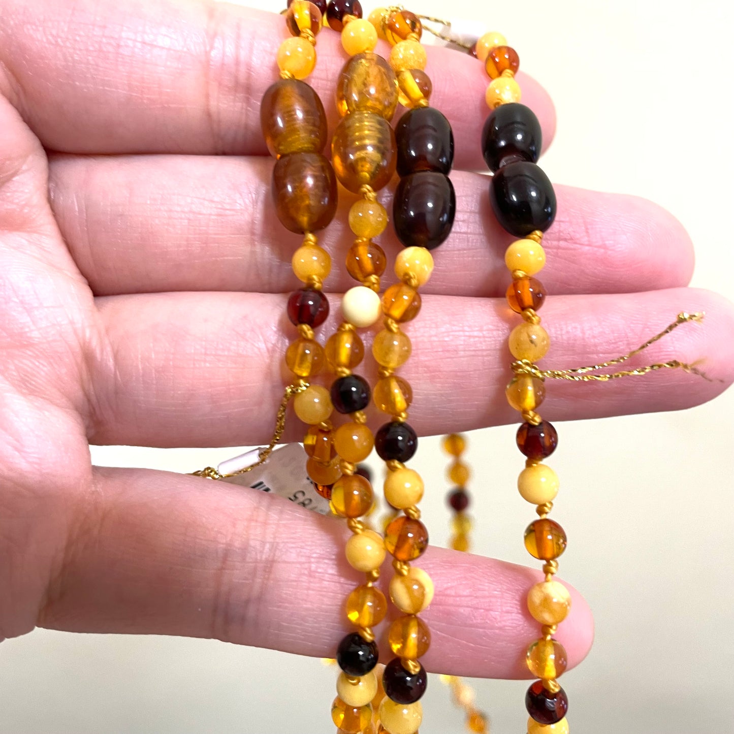 Handmade Baltic Natural Amber Teething Necklace - Multi Colors Round Breads