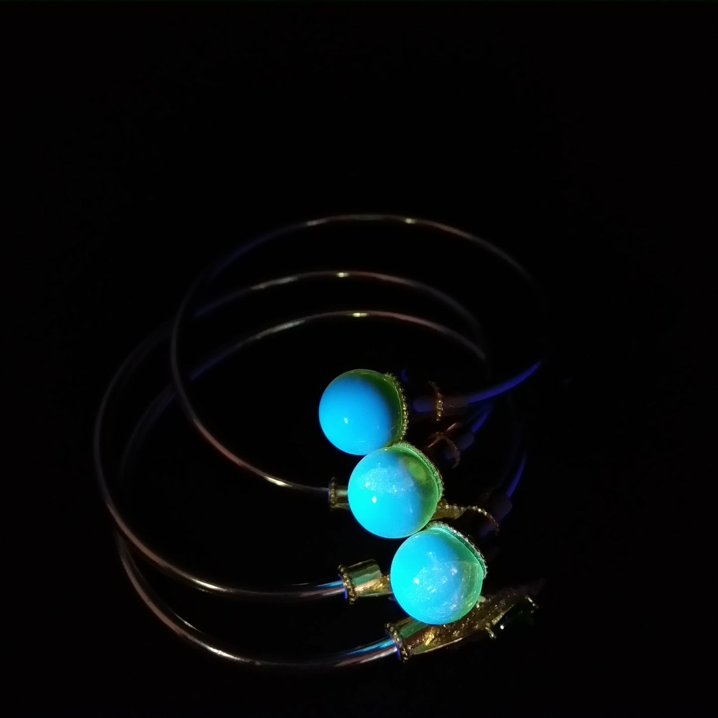 Handmade Mexican natural 5A pure water blue amber peacock feather tail bracelet