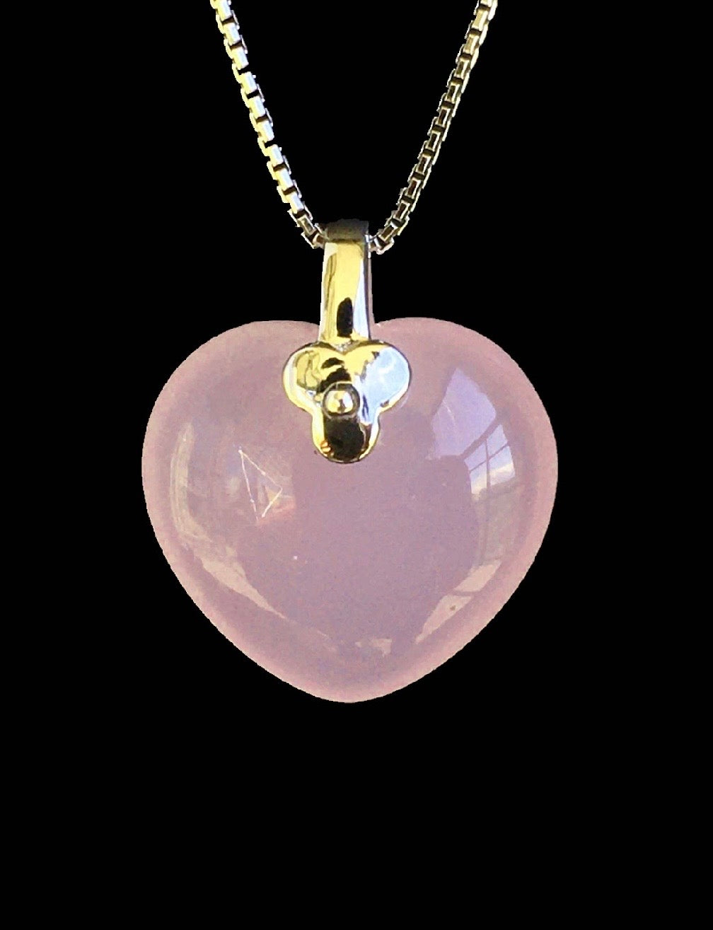 Pastel Soft Pink Rose Quartz Heart Shaped 925 Sterling Silver Pendant w/o chain