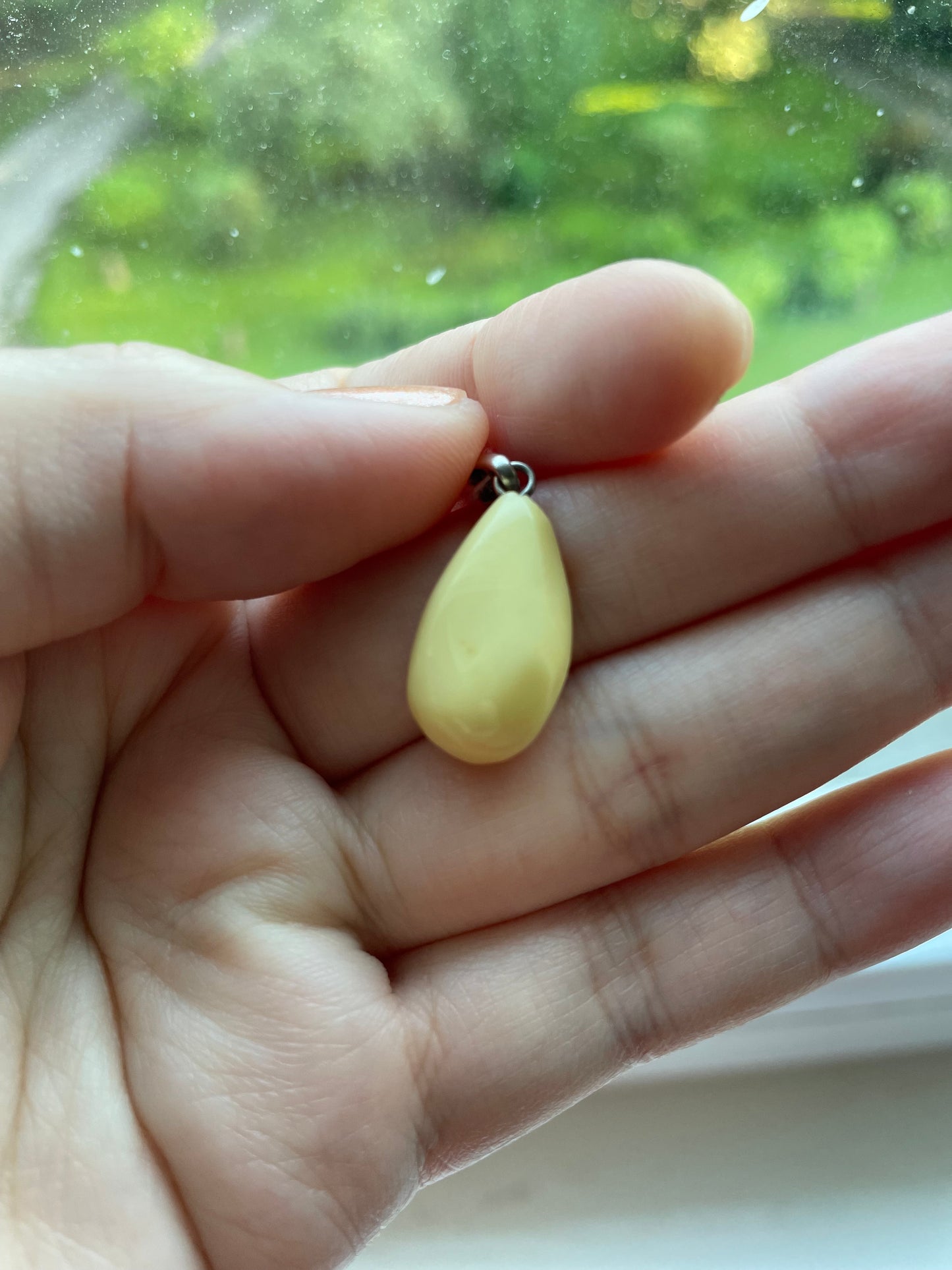 Handmade Fine Baltic Amber Pendant Drop Sterling Silver 925 - Butter Colour (1g)