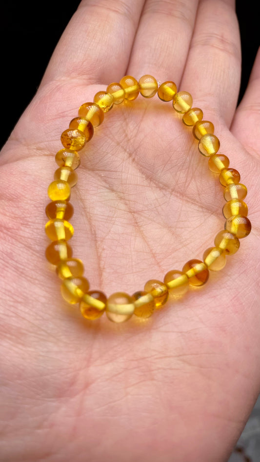 Baroque Natural Baltic Amber Beads Stretchy bracelet 15-17cm