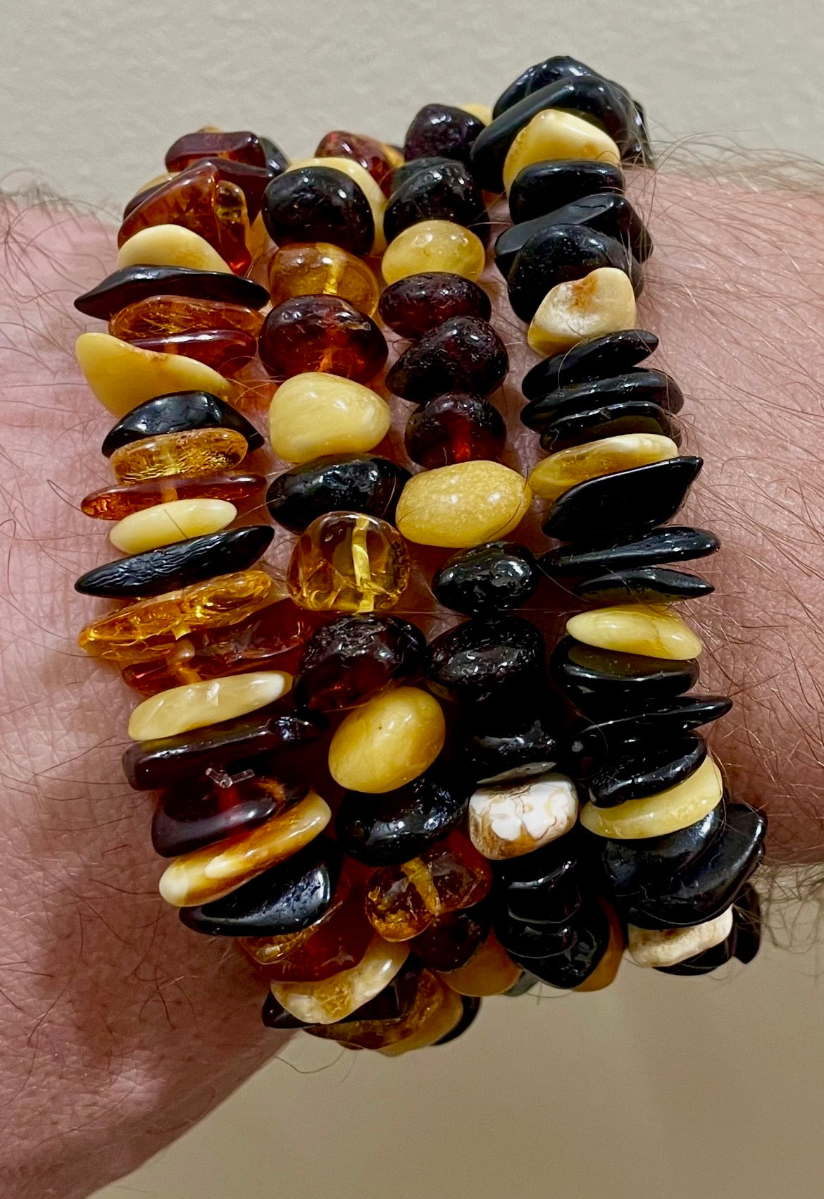 Handmade Genuine Baltic Amber Elastic Bracelet 20-23cm
