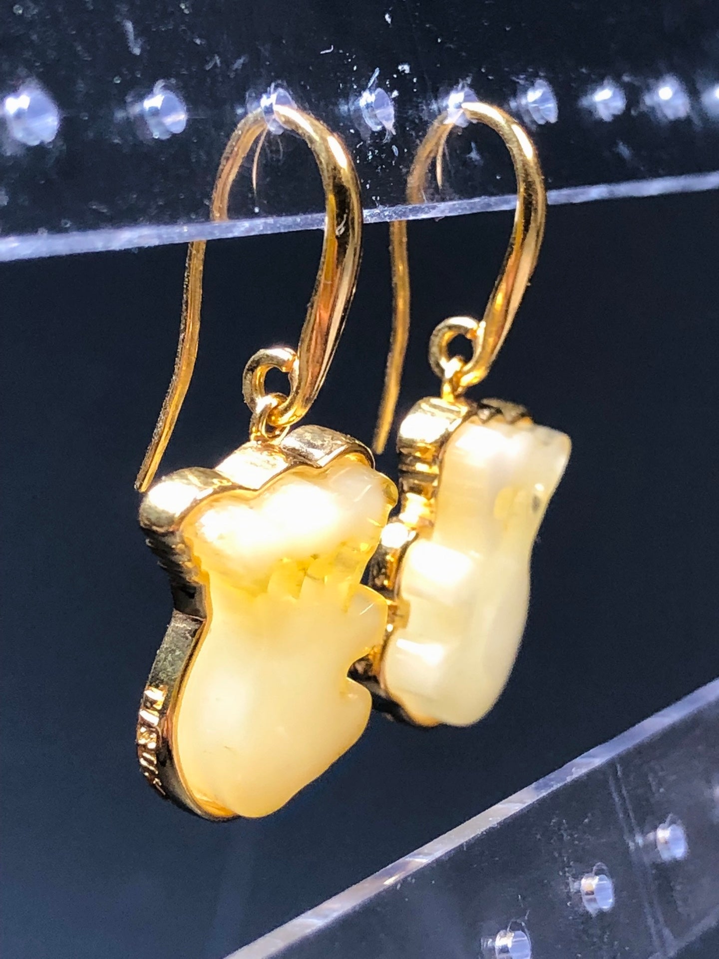 Handmade Genuine Cute koala 🐨 Baltic Natural White Amber earrings