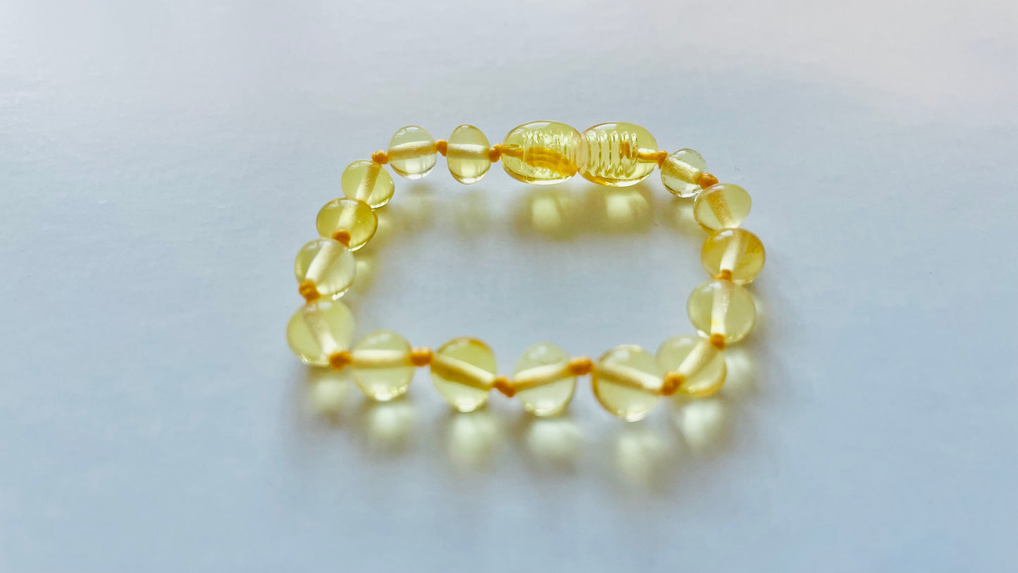 Handmade Genuine Natural Baltic Amber Teething Bracelet for babies and toddlers 12cm bead size(16-17mm)