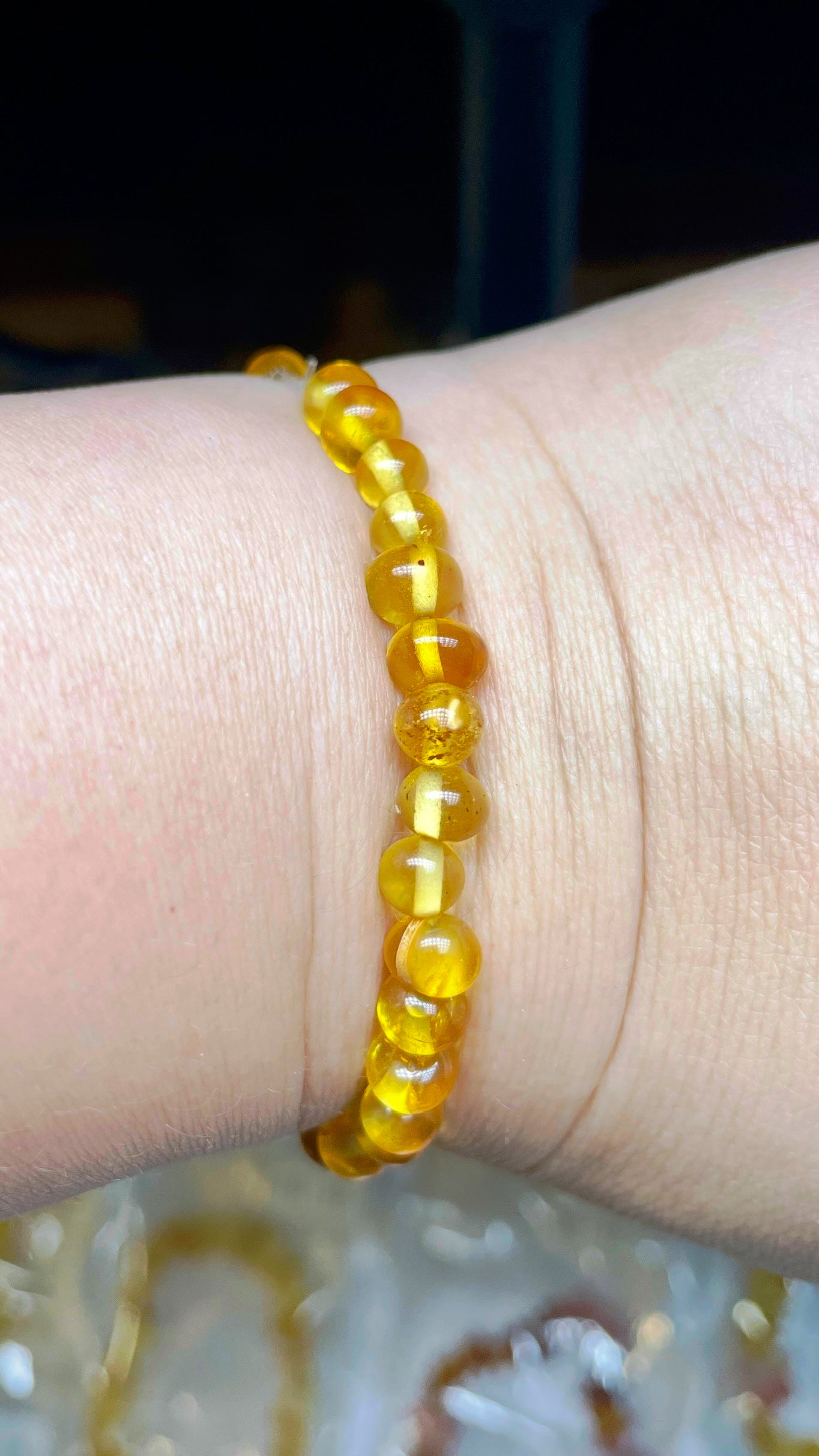 Baroque Natural Baltic Amber Beads Stretchy bracelet 15-17cm