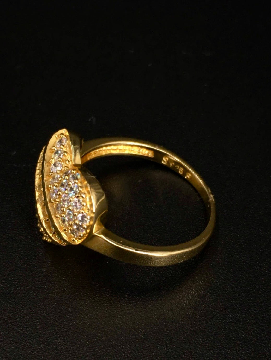 Heart-Shaped Swarovski Crystal 18K Gold Plated 925 Sterling Silver Ring
