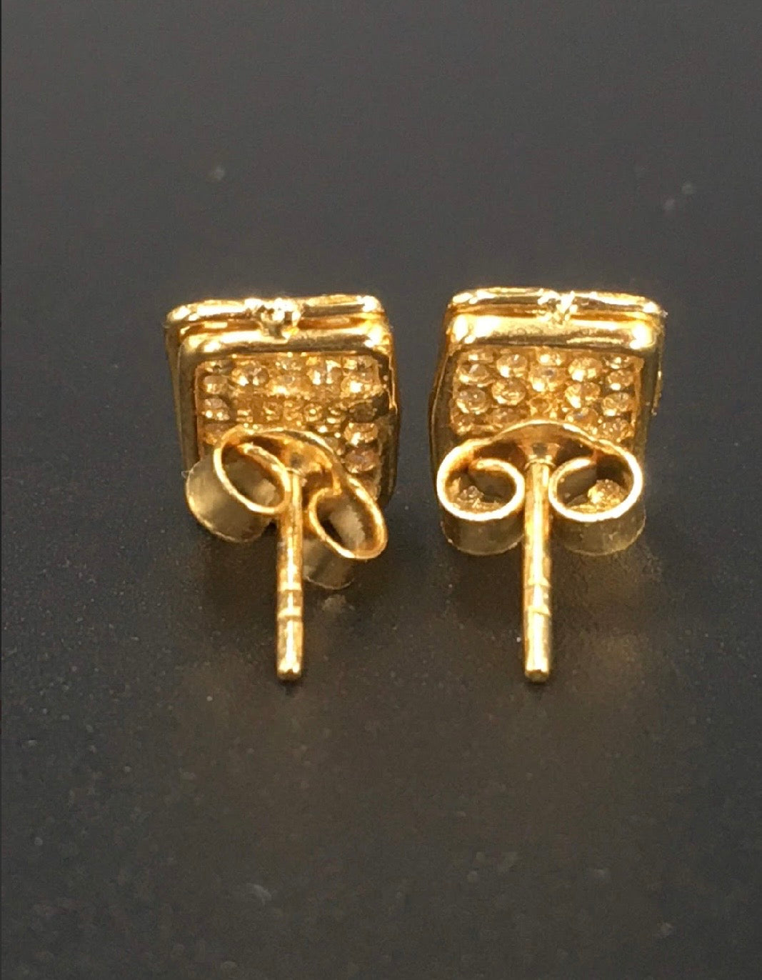Antique Carved Window Lattices Style Hollow Out Swarovski Crystal 18K Gold Plated 925 Sterling Silver Rectangle Stud Earrings