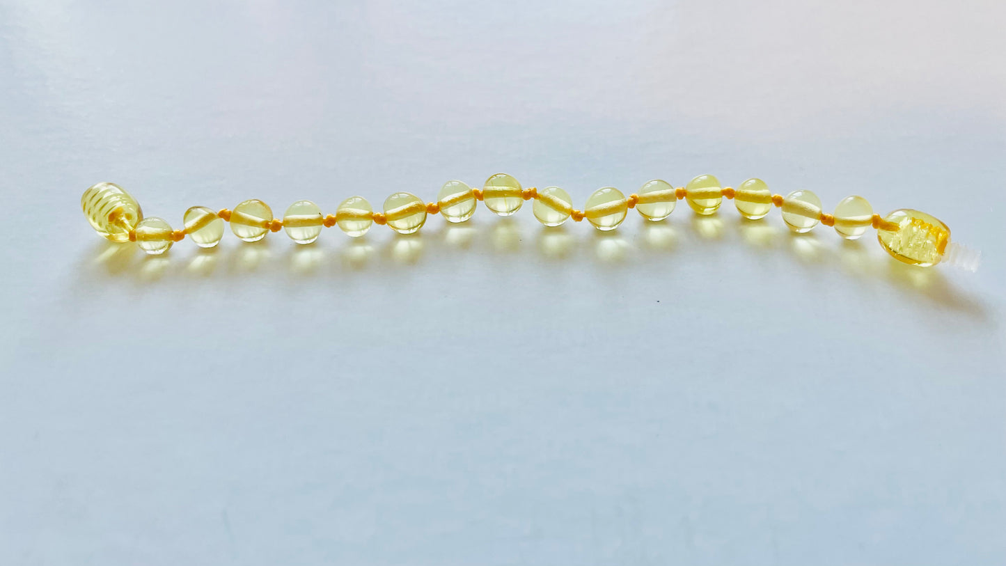 Handmade Genuine Natural Baltic Amber Teething Bracelet for babies and toddlers 12cm bead size(16-17mm)