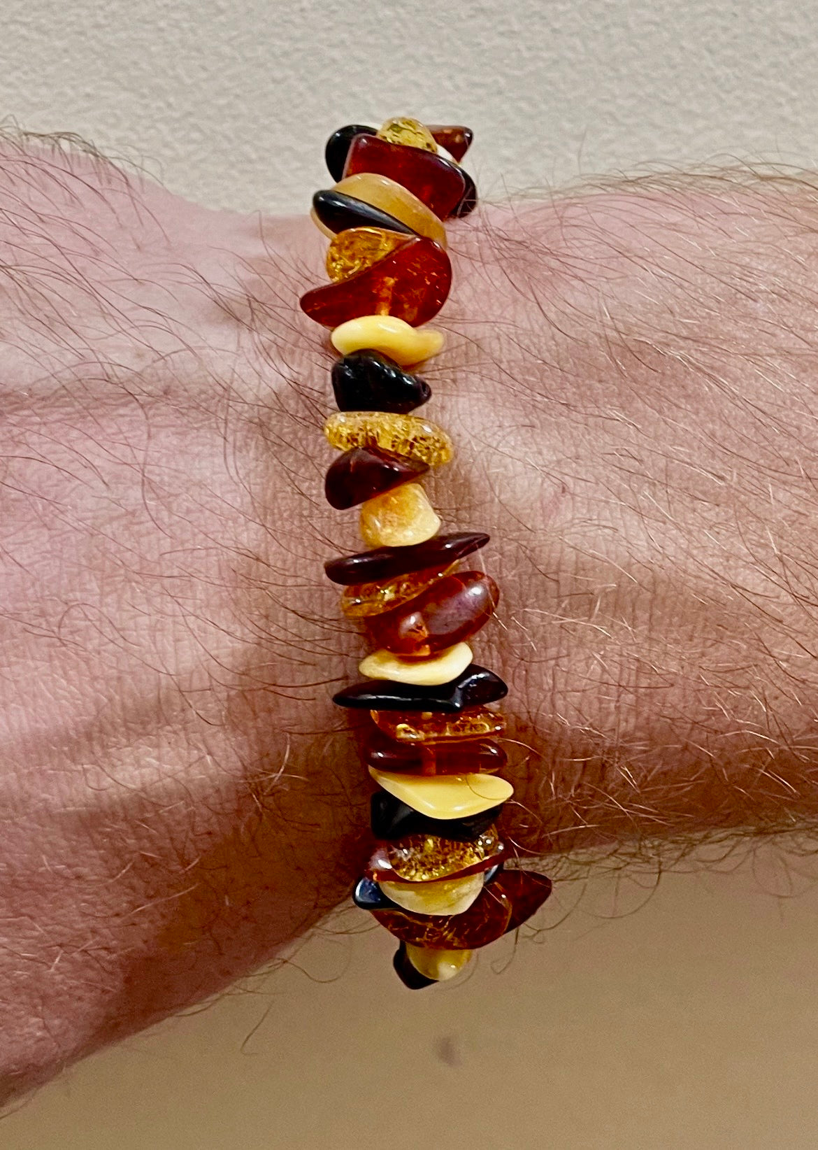 Handmade Genuine Baltic Amber Elastic Bracelet 20-23cm