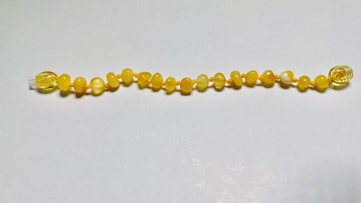 Handmade Genuine Natural Baltic Amber Teething Bracelet for babies and toddlers 12cm bead size(16-17mm)
