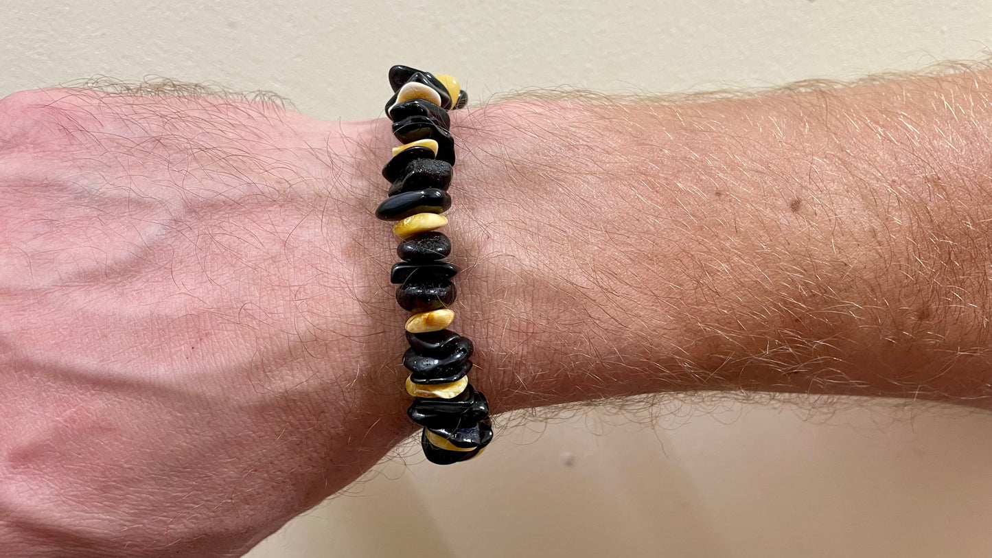 Handmade Genuine Baltic Amber Elastic Bracelet 20-23cm