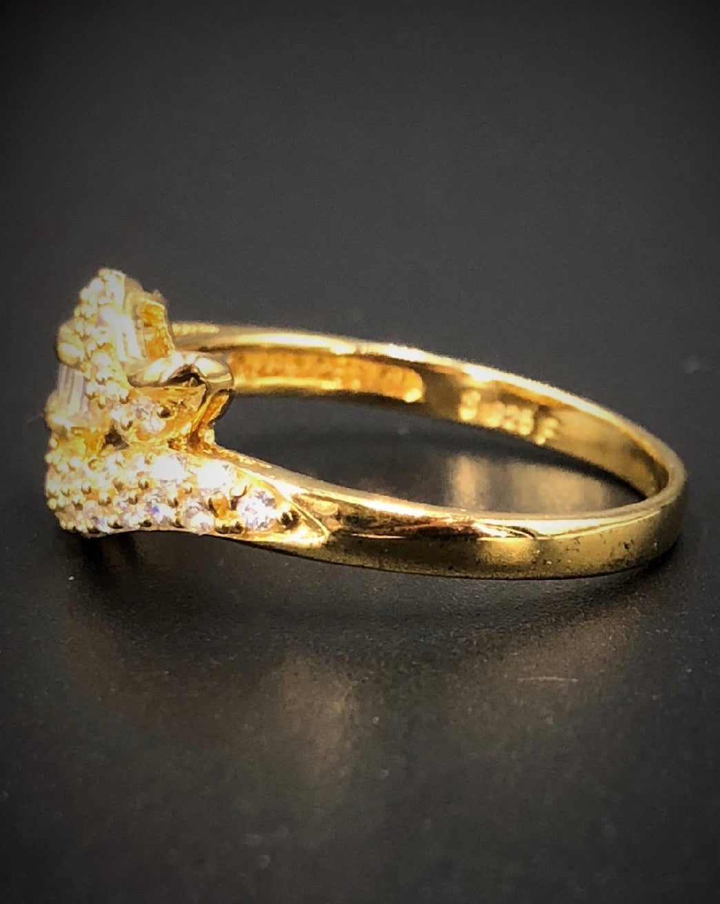 Tulip Bud Shaped Buckle Swarovski Crystal 18K Gold Plated 925 Sterling Silver Ring