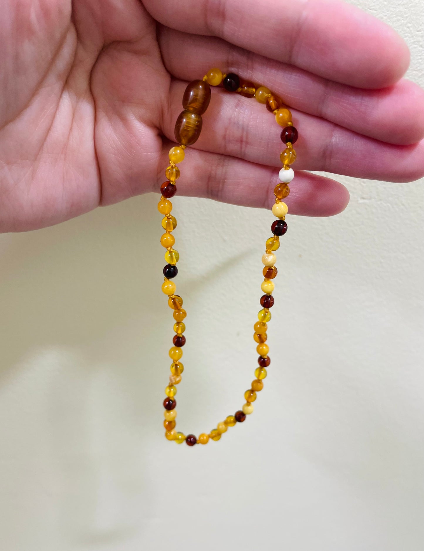 Handmade Baltic Natural Amber Teething Necklace - Multi Colors Round Breads