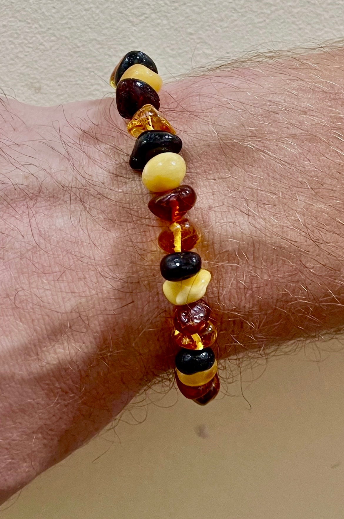 Handmade Genuine Baltic Amber Elastic Bracelet 20-23cm